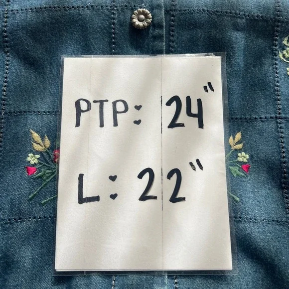 Vintage Van Heusen Floral Embroidered Denim Vest Cottagecore Women's XL - Picture 6 of 6